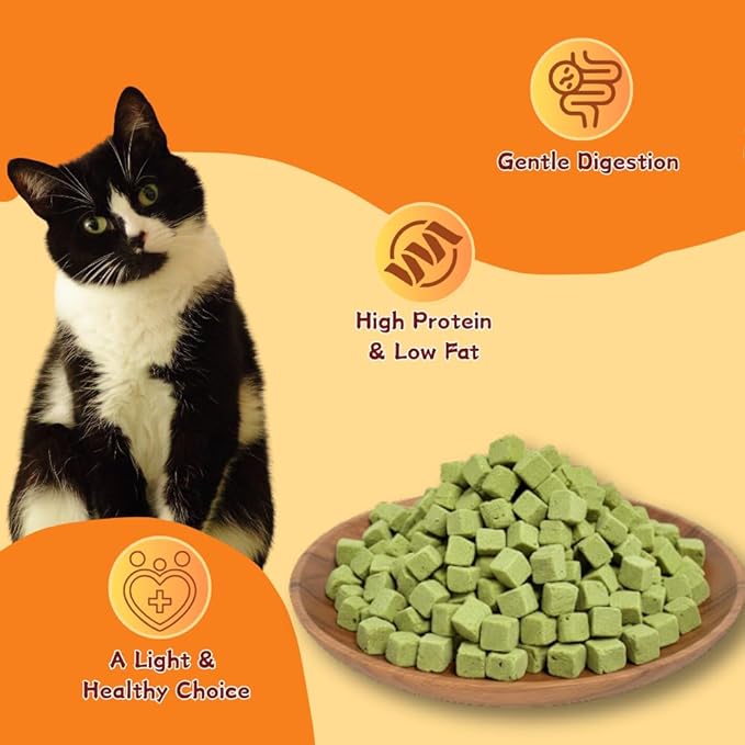 Natural Cat Treats with Real Chicken & Cat Grass, A High-Fiber Snack for Hairball Relief & Gut Health, Soft & Chewy Cubes,10.58 Ounce