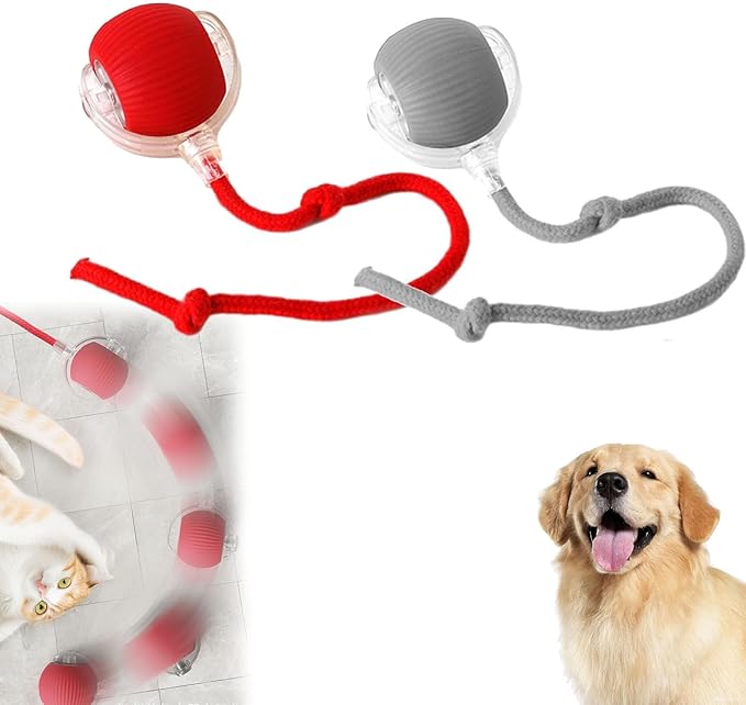Smart Motion Pet Ball V2, Smart Interactive Rolling Pet Ball, Automatic Obstacle Avoidance ＆ Quiet Cat Toy with a Long Tail, The Ultimate Boredom-Buster for Both Cats and Dogs (A+C)