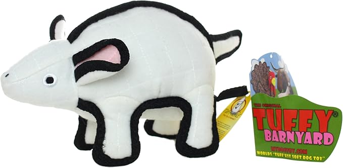 TUFFY - World's Tuffest Soft Dog Toy -Barnyard- Multiple Layers. Made Durable, Strong & Tough. Interactive Play (Tug, Toss & Fetch). Machine Washable & Floats. (White Mouse, Large 2 Pack)