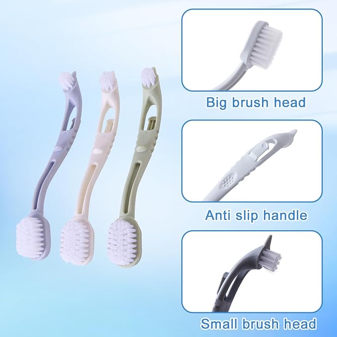 Bird Cage Cleaning Brush with Long Ergonomic Handle - Durable Bristlesfor Cleaning Parrot Cages, Kennels, and Perches,Removes Poop and Keeps Bird Cages Fresh,Essential Bird Cage Accessory（3Pcs）