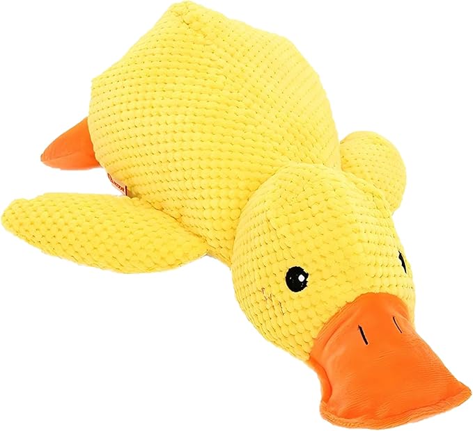 Squeaky Duck Dog Toys Pet Comfort Toy with Quack-Quack Accompany to Sleep Stuffed Toy for Small Dogs and Cats (Yellow, Large Size)