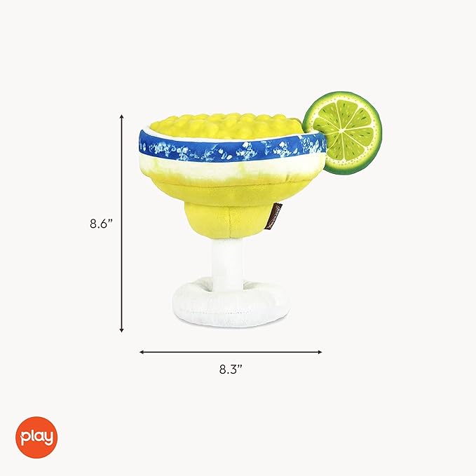 P.L.A.Y. Cute Plush Dog Toys - Barktender Bar & Drink Themed Durable Squeaker Toy, Great for Puppies & Small, Medium, Large Dogs - Hidden Rope, Crinkle, Machine Washable, Recycled Material (Margarita)