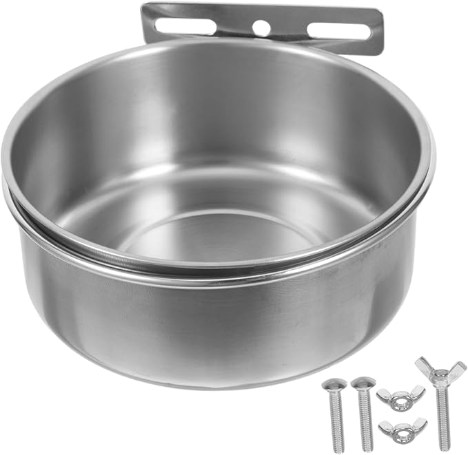 BESPORTBLE Bird Parrot Feeding Bowl Stainless Steel Water and Food Dish for Cockatiel Conure Parakeet and Lovebirds Easy to Holder for Bird Cage Feeding