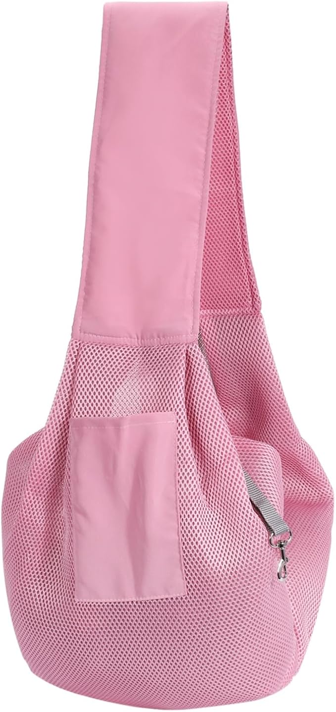 Dog Sling Carrier for Small Dogs and Cats Up to 16.5 Lbs, Breathable Thick Shoulder Strap Pet Crossbody Shoulder Bag, (Pink, 1 Pcs) Intended for Outdoor/Camp/Travel