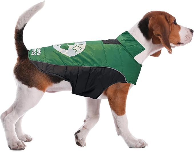 NBA Boston Celtics Puffer Vest for Dogs & Cats, Size Large. Warm, Cozy, and Waterproof Dog Coat, for Small and Large Dogs/Cats. Best NBA Licensed PET Warming Sports Jacket