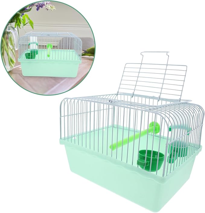 Portable Bird Cage for Travel Spacious Metal Carrier with Food Box Water Dispenser for Parrots Lovebirds Animals Comfortable Habitat for Bird Pets
