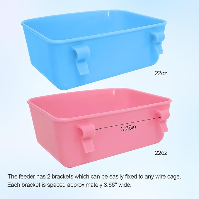 6 Pack Feeder (Blue, Pink), Hanging Feeder,Food and Water Container, Bath Water Bowl Universal for Birds Hamsters Mice Rats Rabbit Guinea Pig Small Pets (M)