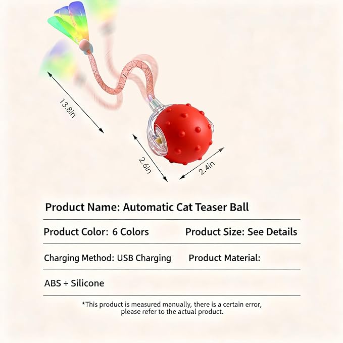Interactive Cat Toys for Indoor Cats with 3 Tails,Automatic Moving Kitten Toys,Cat Toys for Bored Indoor Adult Cats,Smart Rechargeable Cat Enrichment Toys for Cats to Keep Them Busy, Cat Balls