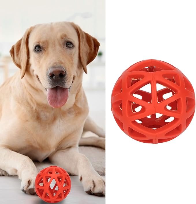 Asixxsix Hollow Dog Ball, Rubber Dog Toy Puzzle Ball Bite Fun Interactive Chewing Pet Toy Ball, Lightweight and Portable Pet Toy for Dogs Cats Pets (S)
