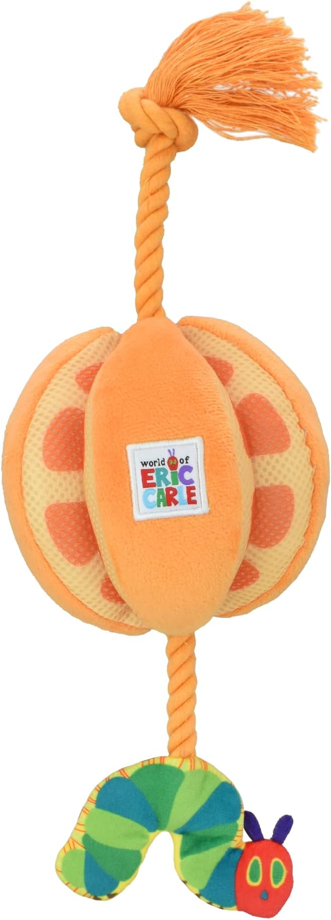 Multipet Eric Carle Very Hungry Caterpillar Plush Orange with Rope Dog Toy