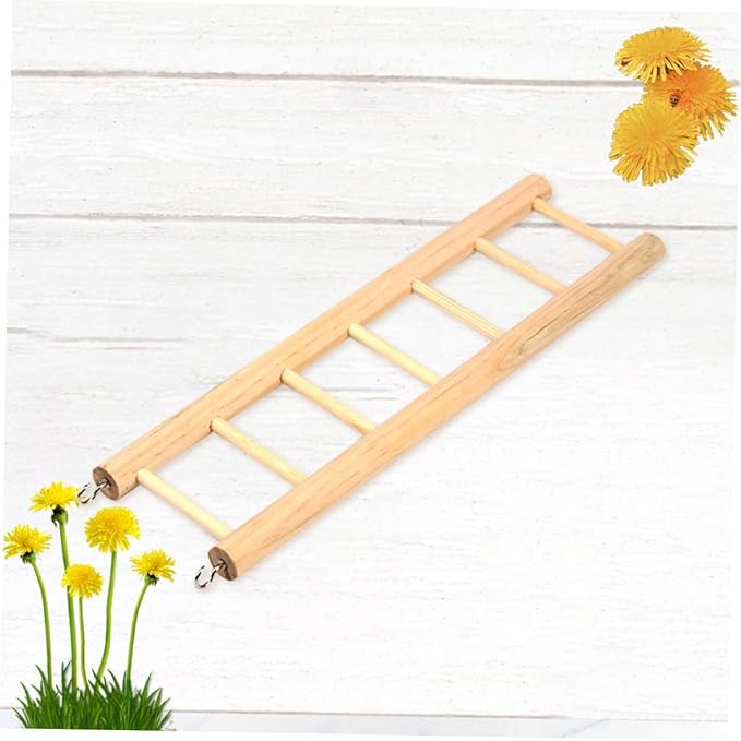 Wooden Climbing Ladder for Parrots Hamsters and Squirrels Mini PET Toy 6 Steps for Bird Cage Entertainment and Exercise