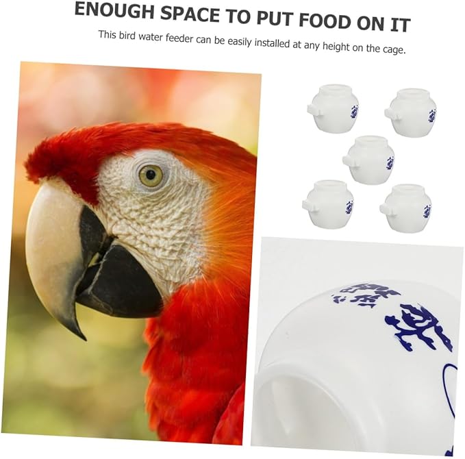 COLLBATH 5pcs Large Round Parrot Food Holders Bird Cage Food Bowls for Fruits Nuts Easy-Clean Sturdy Bird Dish Accessories for Parrots