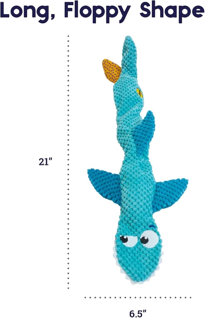 Petstages Stuffing-Free Floppy Shark Plush Dog Toy, Large