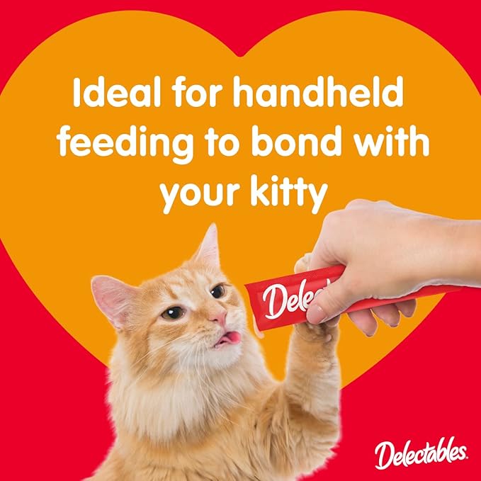 GYCO Delectables Squeeze up Non-Seafood Variety Pack Lickable Wet Cat Treats, 0.5oz Tube (54 Count). Made Without Any Fish Or Other Seafood Ingredients.