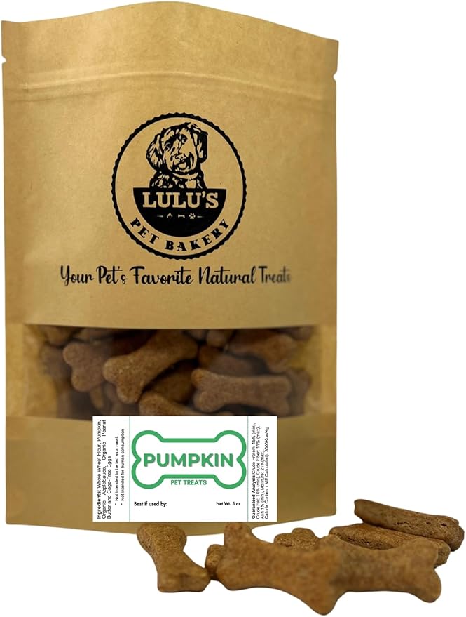 Lulu's Pet Bakery - All-Natural Pet Treats - Human Grade - Made in USA (5oz, Pumpkin)
