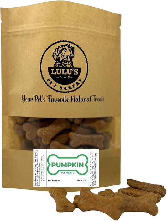 Lulu's Pet Bakery - All-Natural Pet Treats - Human Grade - Made in USA (5oz, Pumpkin)