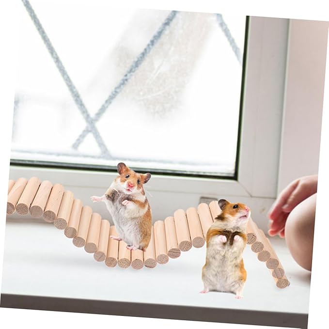2pcs Crafted Wood Pet Ladder Bridge Safe Climbing Toy for Hamsters Chinchillas Bird Cage Ladder Accessory