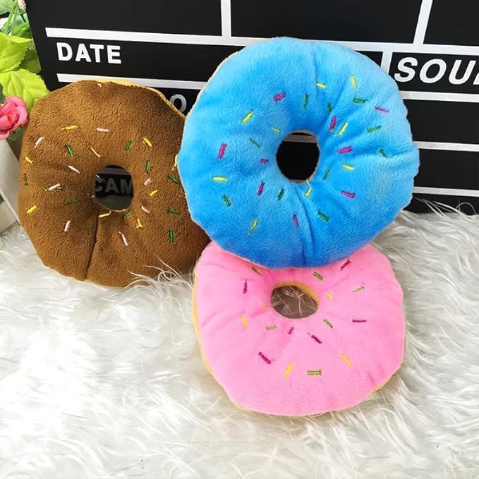 3Pcs Colorful Pet Toy Donut-Shape Squeaky Squeaker Puppy Dog Pet Cat Kitten Sound Chews Toy Random Color Sturdy and Practical Simple and Sophisticated Design，Endless Fun Toys，Dog Squeak Toys