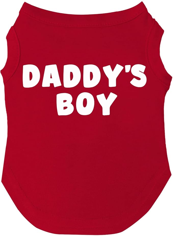 Daddy's Boy Father's Day Dog Tee Shirt | Sleeveless | Sizes for Puppies, Toys and Large Breeds (Red, 3X-Large 943)