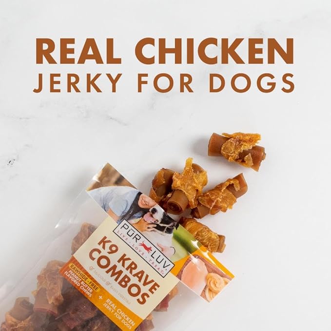Pur Luv K9 Kraves Rawhide Free Bone Dog Treats, Made with Peanut Butter and Chicken Flavor, Easily Digestible, Long Lasting, and High Protein Dog Treat, 20 Count (Pack of 2)