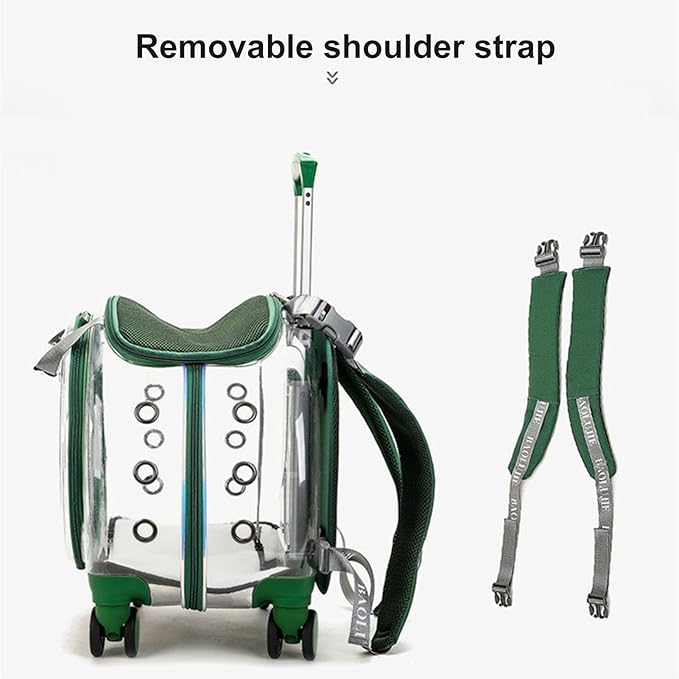 Cat Stroller, Clear Cat Carrier with Ventilation Holes, Silent Wheels, Convenient Portable Cats Dogs Backpack for Travel, Suitable for Cat Within 5kg, Dog Within 4kg Black