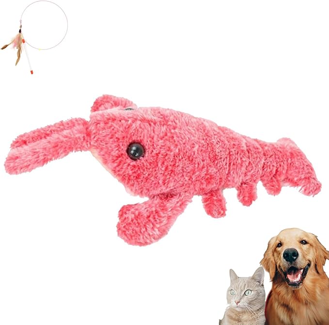 Wiggly Lobster Dog Toy, Flopping Lobster Toy for Cats and Small Dogs, Wiggly Lobster - Interactive Dog Toy (1 pcs Pink)