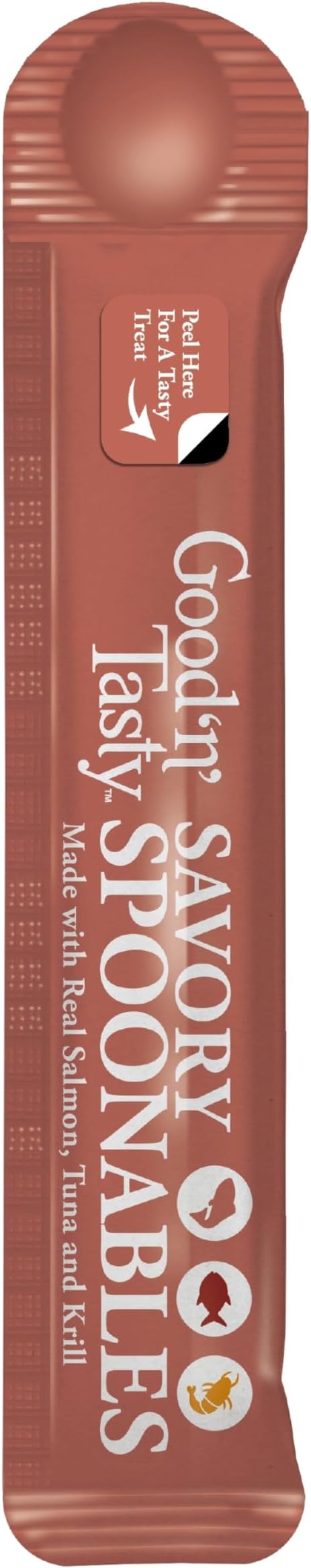 Good ‘n’ Tasty Savory Spoonables with Real Salmon, Tuna & Krill, 6 Count Tube, Triple Flavor Squeezable Lickable Wet Treats for Cats with Built-in Spoon for Less Mess, 6 Pack