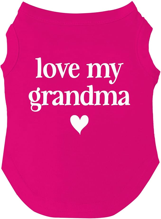 Love My Grandma Mother's Day, Valentine's Day Dog Tee Shirt Sizes for Puppies, Toys, and Large Breeds (Hot Pink, Medium 399)