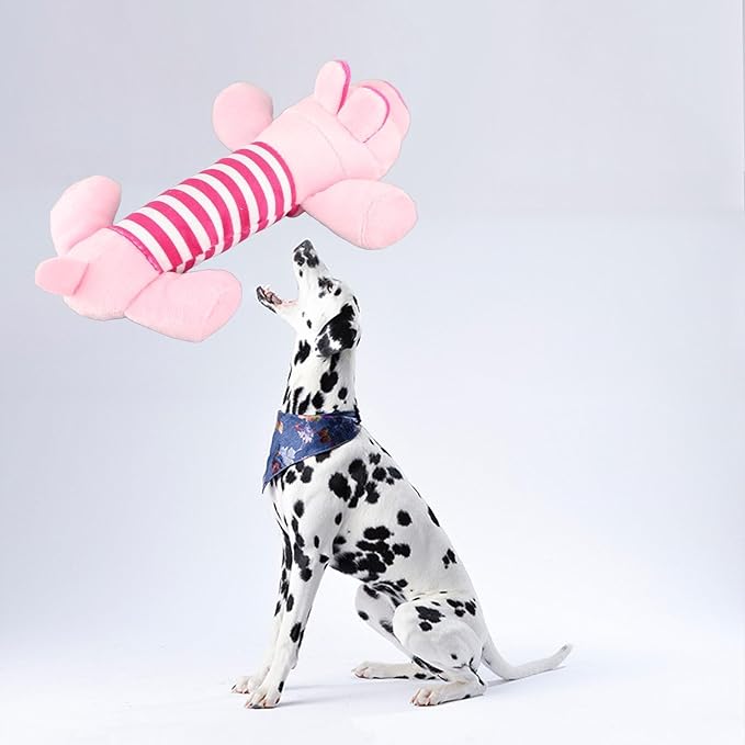 Cyrank Dog Toys, Cute Striped Animal Dog Squeaky Toys Dog Stuffed Animals Chew Toy with 4 Legs Soft Durable Plush Dog Toys for Pet Dog Cat(#3)