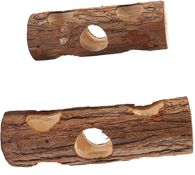 Hamster Wooden Tree Hole 2pcs (15cm 20cm) Natural Chew Tunnel for Small Pets Rabbit Ferret Bird Cage Accessories