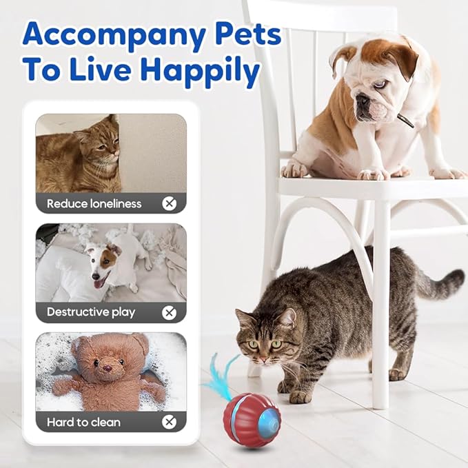 Interactive Rolling Cat Dog Ball Toy, Smart Automatic Moving Cat Toys for Indoor Cats, Self-Rolling Interactive Cat Toy Ball for Kittens & Small Dogs, Fun Gifts for People Who Love Cats (Mint)