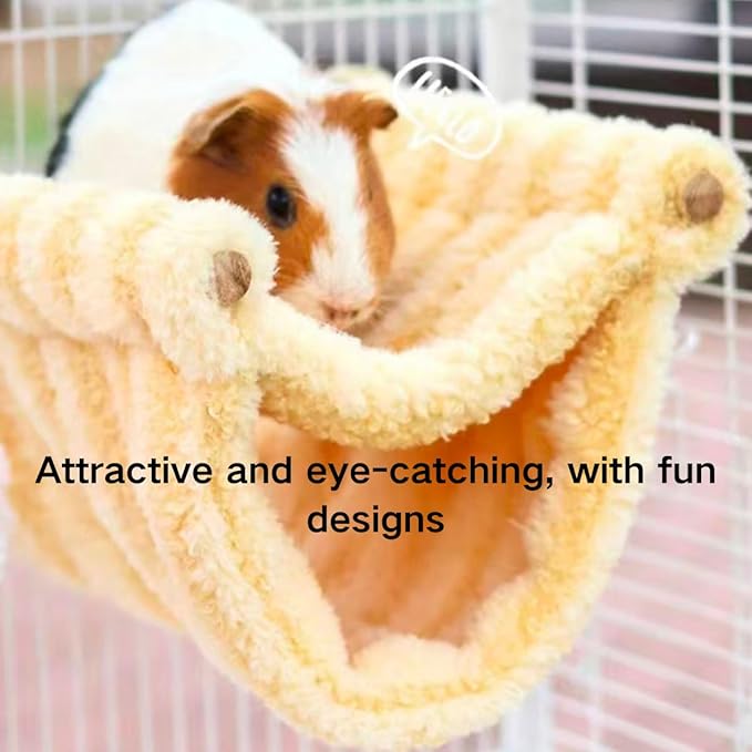 Winter Warm Guinea Pig Hammock, Double Layer Hanging Chinchilla Nest Bed with Warm Plush, Bird Cage Stand Perch, Hideaway Cave Tent, Sleep Bed Cage Accessories for Rat Sugar Glider Parrot (Green)