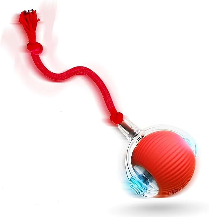 Interactive Rolling Dog Ball, 360° Smart Automatic Toy Electric,2026 New Self Rolling Dog Ball Interactive Cat Toys Automatic Cat Toy Self Moving Dog Toys. (Red)