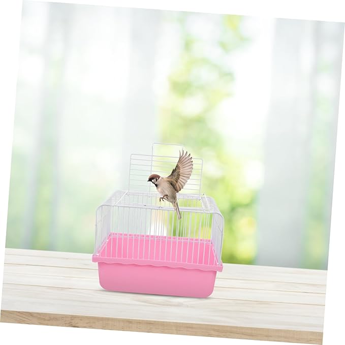 Happyyami Portable Bird Carrier Cage for Small Animals Lightweight and Plastic Birdcage Transparent Window for Lovebirds Parakeets and Cockatiels