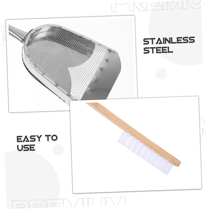 MERRYHAPY 2pcs Bird Cage Cleaning Brush Set Versatile Cage Cleaner with Droppings Scoop and Brush for Efficient Pet Care Accessories