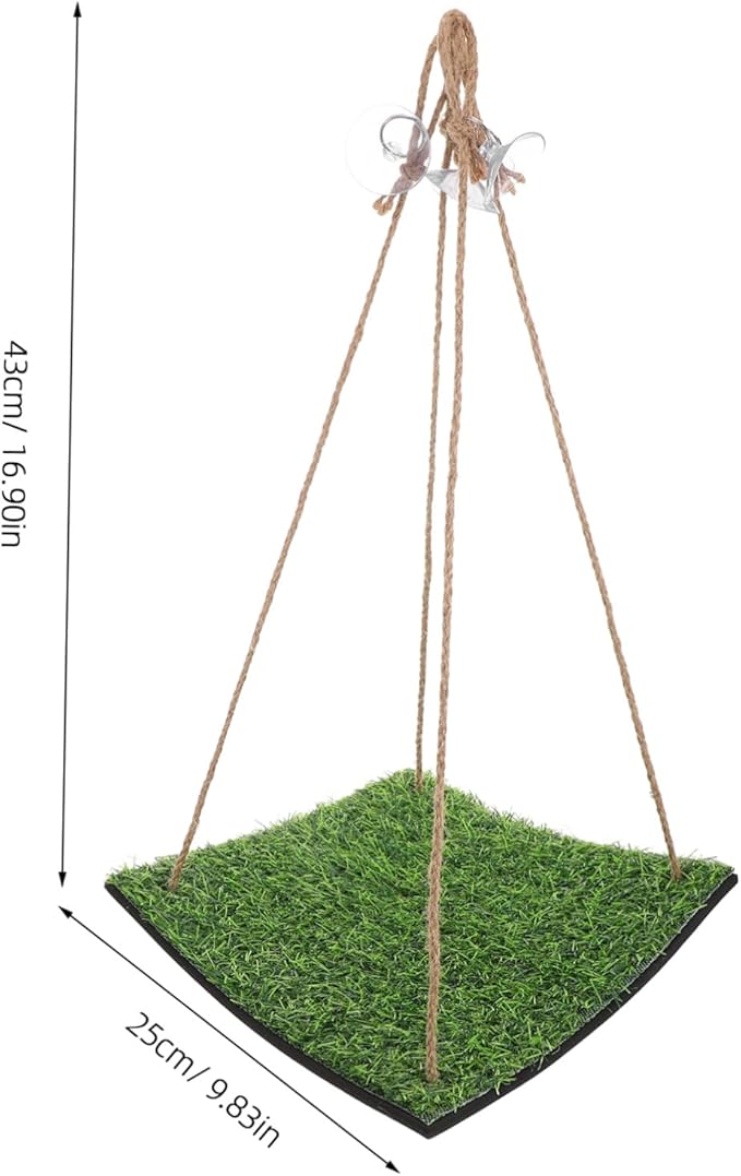Artificial Grass Climbing Net for Small Pets Bird Playground Bearded Dragon Bed Easy to Install Indoor Outdoor Accessory Square