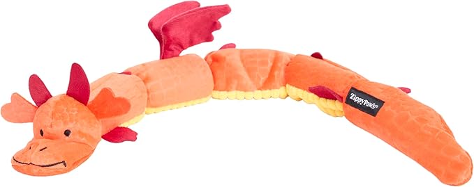 ZippyPaws Zippy Dragonz Plush Dog Toy – Squeaky Plush Toy for Dogs (Red)