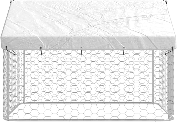 vidaXL Outdoor Dog Kennel, Dog Pen Kennel Playpen House with Roof, Heavy Duty Dog Crate Outdoor Metal Pet Animal Cage Fence for Yard