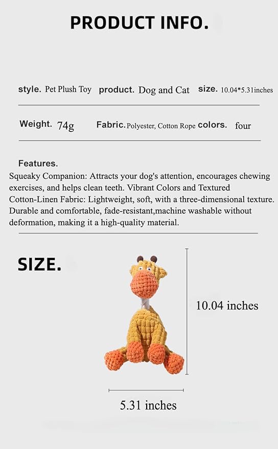 Green Dog Plush Chew Toy with Squeakers – Durable, Soft, and Fun Interactive Dog Toy for Teeth Cleaning, Training, and Relieving Anxiety – Perfect for Small, Medium, and Large Dogs