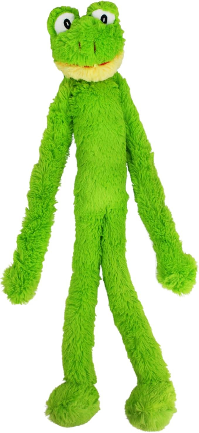 Multipet Swingin' Slevin Frog Dog Plush Toy - Squeaky Toys for All Dogs - Extra Soft Plush - Stuffed Animal for Cuddling & Playing - Cute Dog Pet Toy (27”, Green, 5 Squeakers)