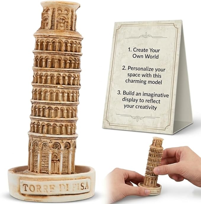 Alasum Leaning Tower of Resin Statue Fish Tank Decor, 4.13" Miniature Aquarium Ornament, Realistic Italy Landmark Landscape Decoration Hideout for Betta, Minnows and Aquatic Pets