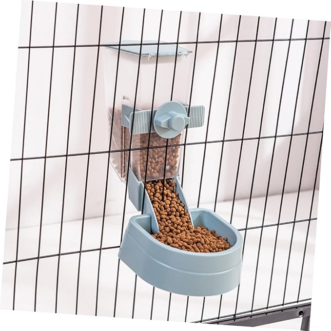 Automatic Hanging Bird and Small Pet Feeder with Water Dispenser, Blue Sturdy Feeder for Outdoor Birdcage, Hamster Cage Accessory Suitable for Birds and Small Pets
