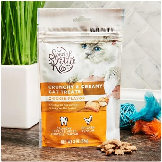 Crunchy & Creamy Cat Treat ~ These Cat Treats Contain Perfect Combination of Delicious Taste and Nutritional, Formulated to Meet Nutritional Standards for All Life Stages ~ (Pack of 4 X 3 Oz)