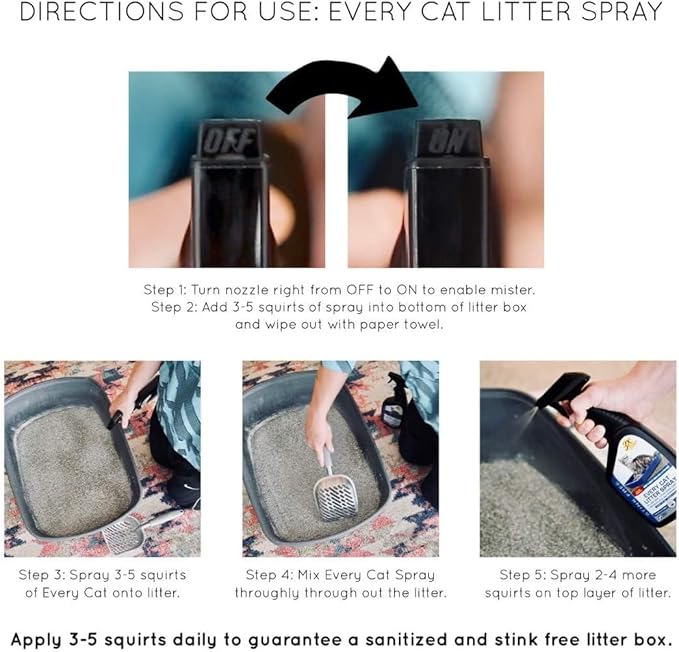 Every Cat Litter Spray Odor Eliminator - Urine Enzyme Cleaner & Deodorizer Cuts Litter Box Changes in Half! 24 oz Cat & Pet Odor Deodorizer