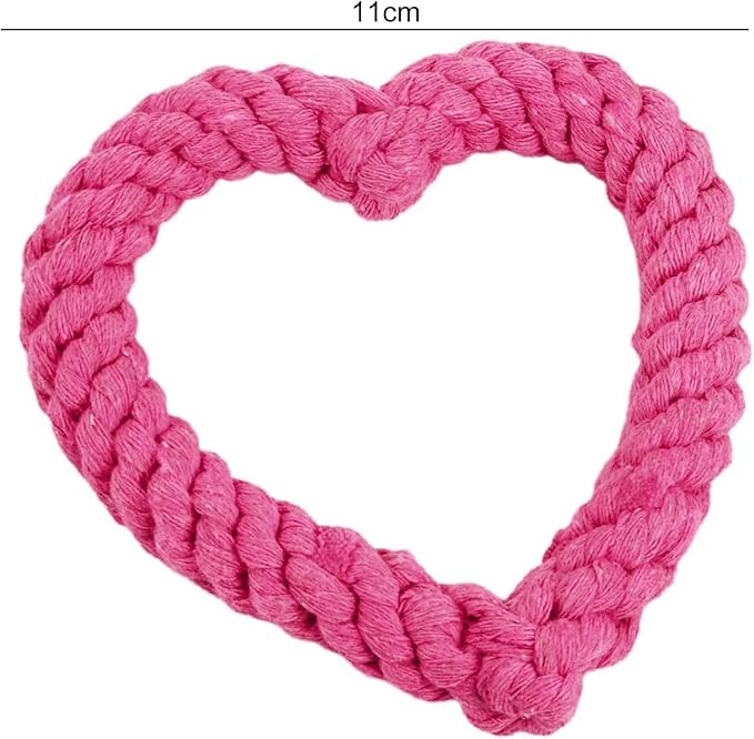 Jinshining Pink Cute Dog/Cat Chew Toys, Dog Toys for Chewers, Heavy Duty Dental Rope Toy for Dogs, Creative Love Heart Shaped Interactive Rope Dog Toys, Cotton Puppy Teething Chew Tug Toy Dark