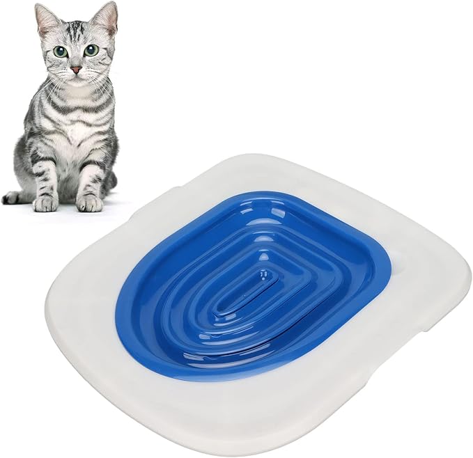 Cat Litter Training Kit, Universal Professional Cat Litter Training Potty Seat Suitable for Puppies and Small Pets (White Tray, 1 Blue Inner Support)