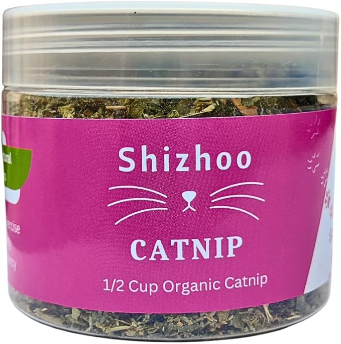 100% Natural Catnip for Cats & Kittens Premium Organic Blend to Energize and Excite Cats, Safe for Cat Play, Training, Refillable Catnip Toys, Cat Tree and Cat Bed (1/2 Cup)