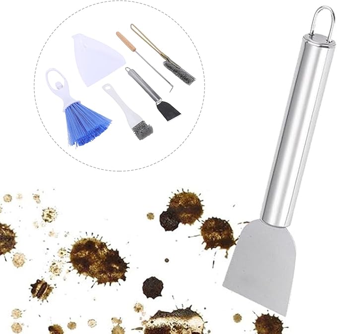 AYNEFY 6pcs Set Bird Cage Cleaner Kit, Brush Tool Stainless Steel Poop Remover Bird Cage Accessories Suitable for Rabbit Cages, Hamster Cages, Cages