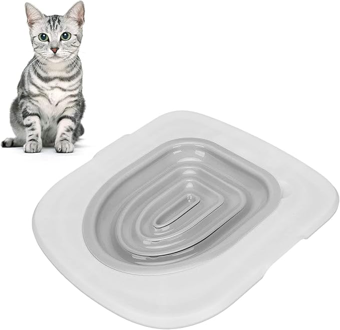 Cat Toilet Training Kit,Universal Reusable Cat Toilet Trainer for Pet Cleaning,Train Your Cat to Use The Toilet (White Tray, 1 Gray Inner Support)