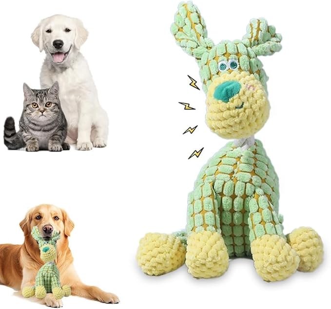 SUJEB Squeaky Chew Plush Dog Toys for Aggressive Chewers,Indestructible Soft Interactive Puppy Teething Toy for Small Medium Large Cats Pet 6.1In
